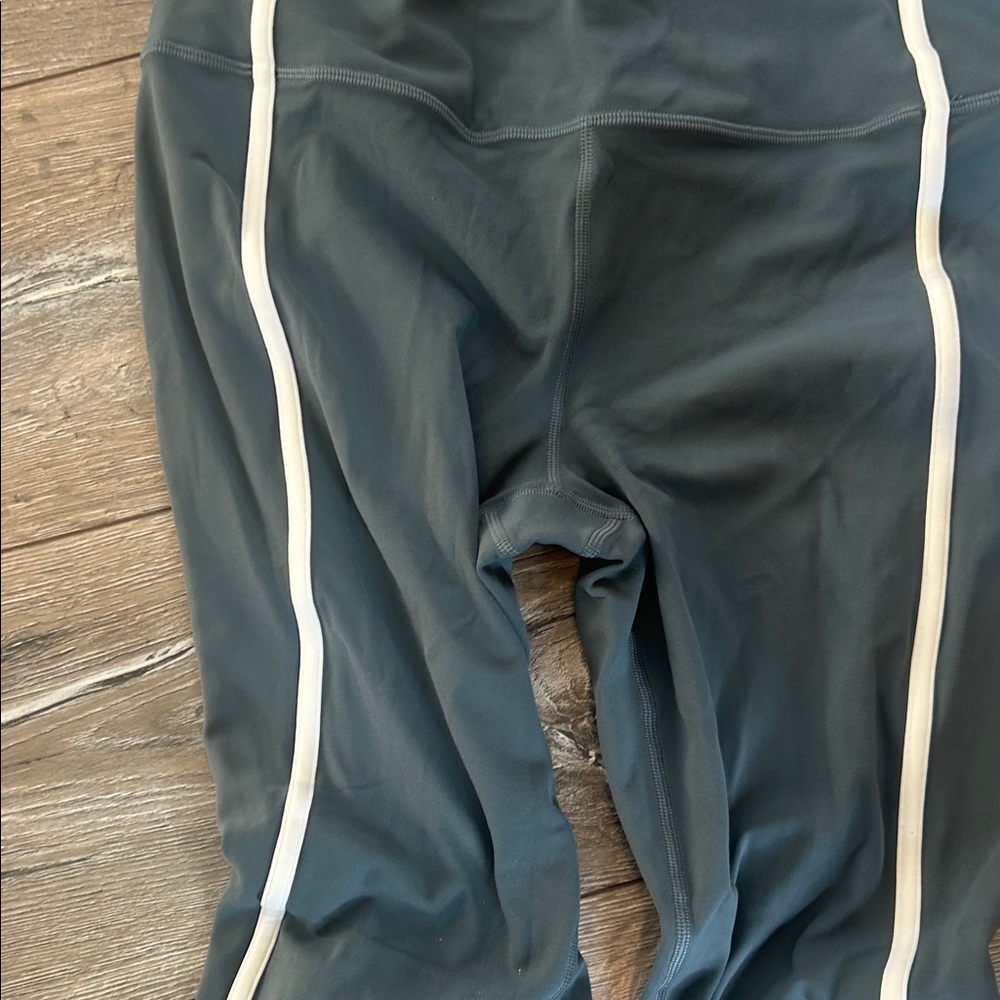 Athleta Dark Gray Leggings with White Stripes - Picture 5 of 7